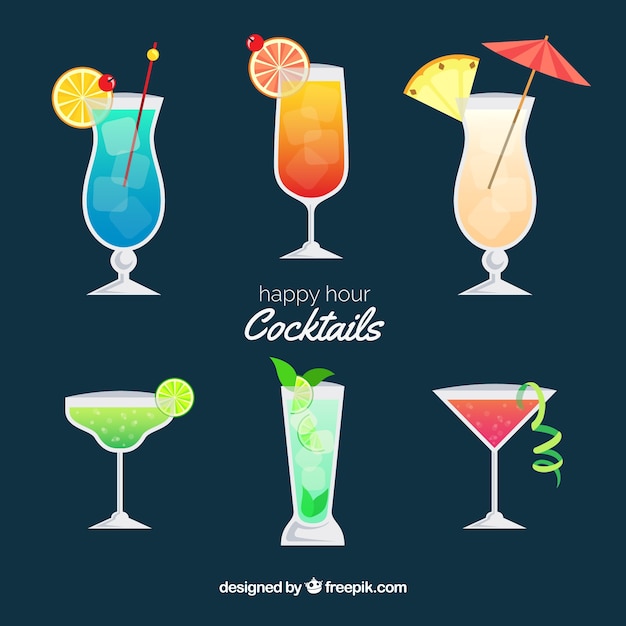 Kleurrijke cocktail collectie met platte ontwerp