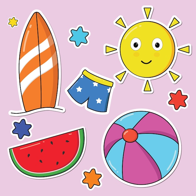 Kleurrijke collectie zomerstrandstickers