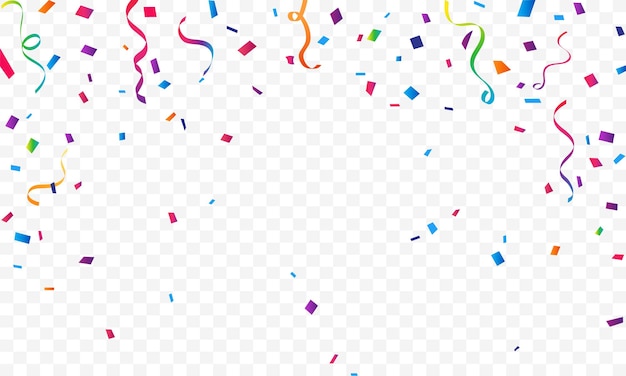 kleurrijke confetti met confetti op een doorzichtige achtergrond