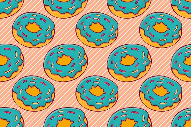 Kleurrijke donut eten naadloze patroon illustratie