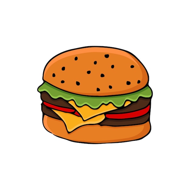 Kleurrijke doodle hamburger illustratie in vector Kleurrijke hamburger illustratie in vector