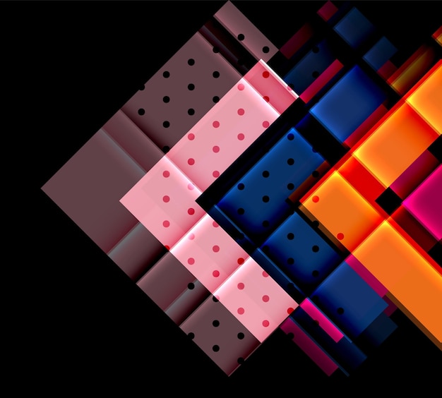 Vector kleurrijke driehoeken en pijlen op donkere achtergrond vectorillustratie