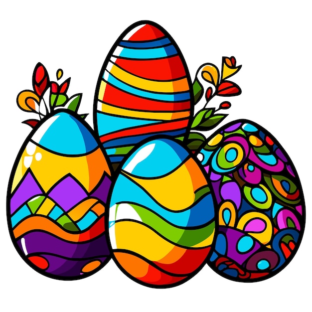 Vector kleurrijke easter egg collectie cartoon vector illustratie