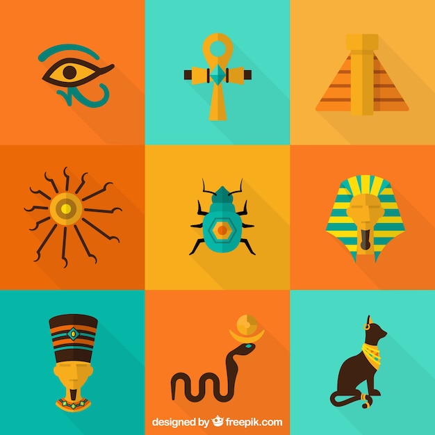 Vector kleurrijke egyptische elementen