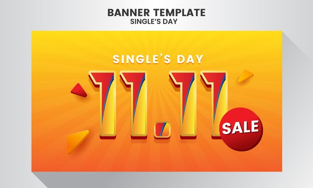 Kleurrijke elegante realistische single's day verkoop illustratie banner sjabloon