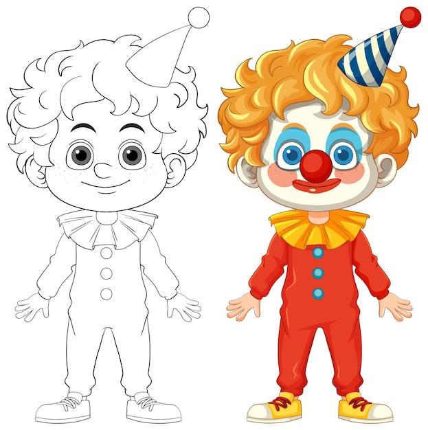 Kleurrijke en contourvormige illustratie van een clown