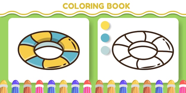 Vector kleurrijke en zwart-witte boei handgetekende cartoon doodle kleurboek voor kinderen