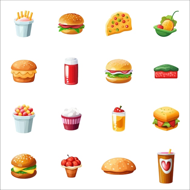 Kleurrijke fastfood set Vector illustratie