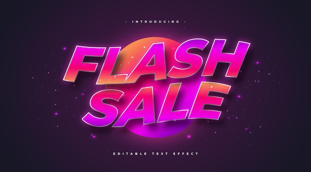 Kleurrijke Flash Sale-tekst in retrostijl en golvend effect. Bewerkbaar tekststijleffect