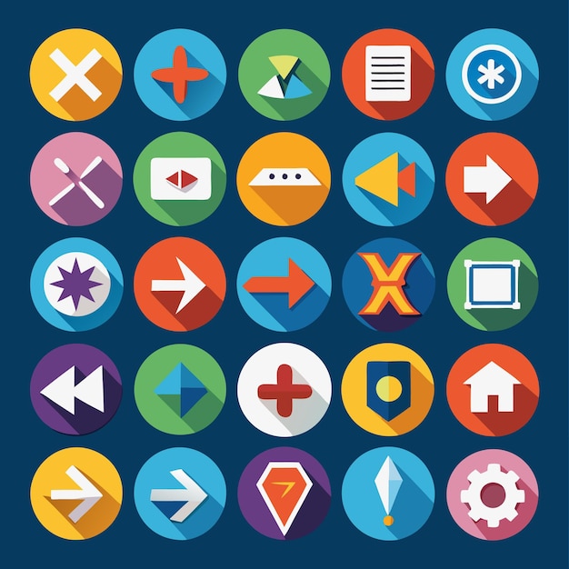 Kleurrijke Flat Arrow Icons Collection 25 Vector Icons voor UI-ontwerp