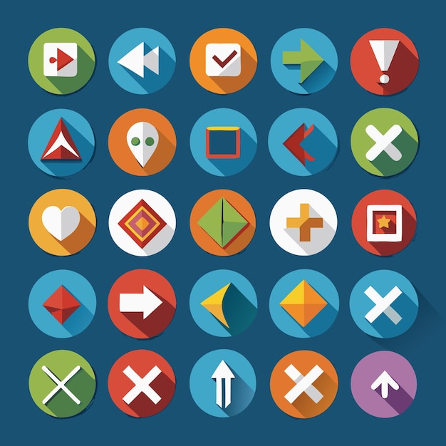Kleurrijke Flat Arrow Icons Collection 25 Vector Icons voor UI-ontwerp