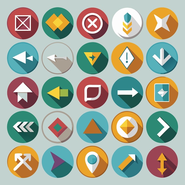 Kleurrijke Flat Arrow Icons Collection 25 Vector Icons voor UI-ontwerp