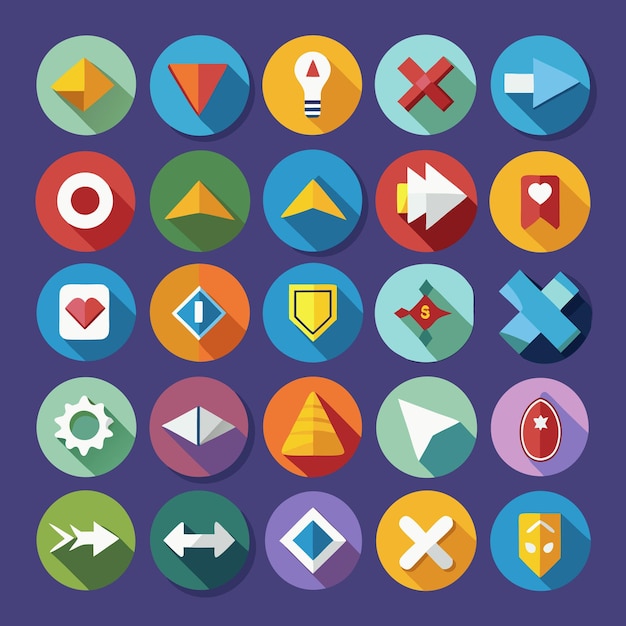Kleurrijke Flat Arrow Icons Collection 25 Vector Icons voor UI-ontwerp