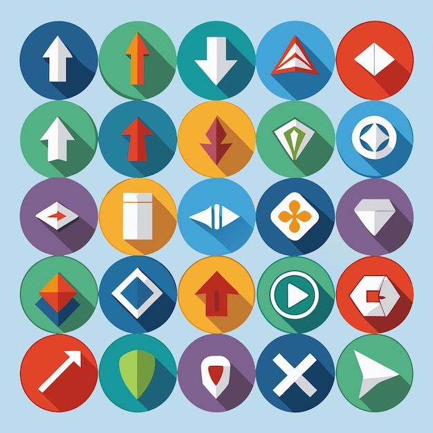 Kleurrijke Flat Arrow Icons Collection 25 Vector Icons voor UI-ontwerp