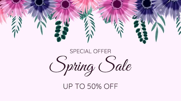 Kleurrijke Floral Holiday Sale achtergrond, exotische bloem ontwerpsjabloon voor banner, flyer, uitnodiging, poster, website, kaart, sociale media, apps, design advertenties, marketing, promotie. vectorillustratie