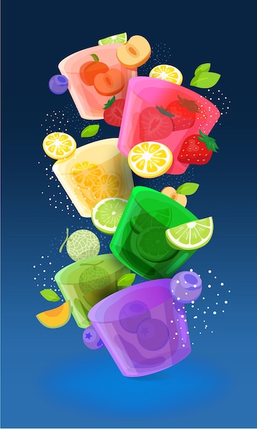 Vector kleurrijke fruit jelly vector