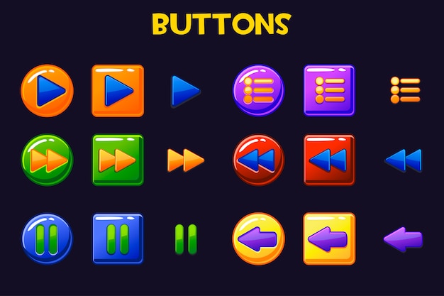 Kleurrijke game ui-knoppen, cartoon knop