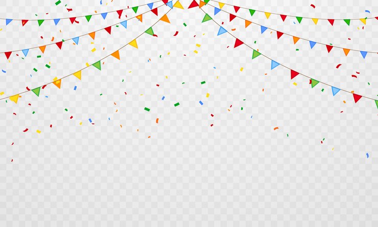 Vector kleurrijke garland vlag en confetti