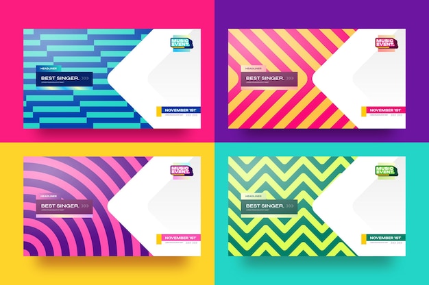 Vector kleurrijke geometrische achtergrond- en bannerontwerpsjabloon voor muziekevenementen en feesten