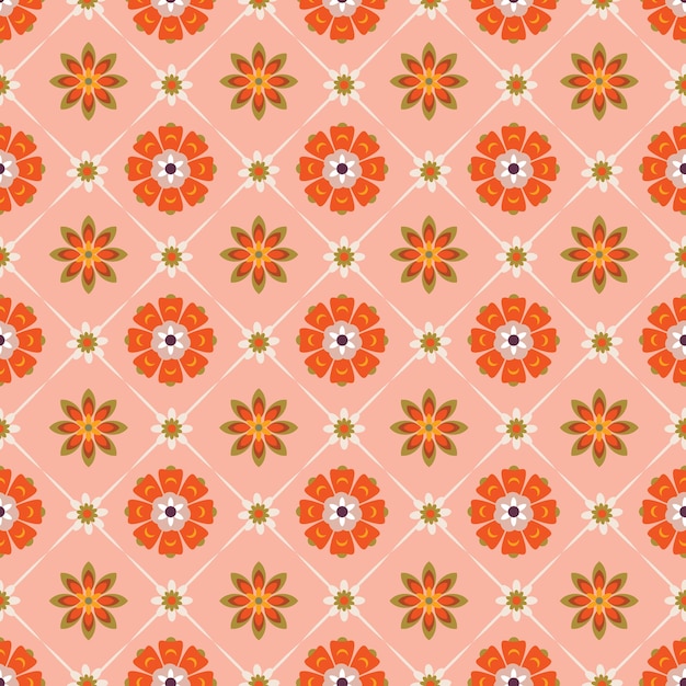 Kleurrijke geometrische groovy bloemen naadloze patroon vector illustratie hippie esthetische bloemen