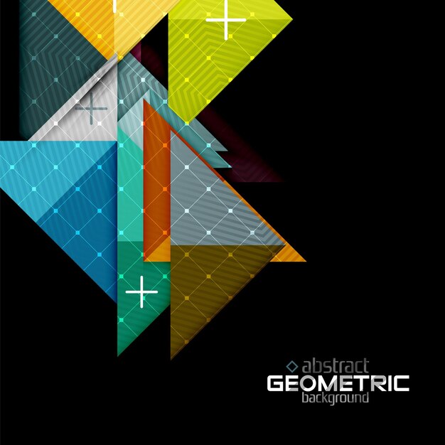 Kleurrijke geometrische vormen met textuur op zwart Modern futuristisch abstract ontwerpsjabloon