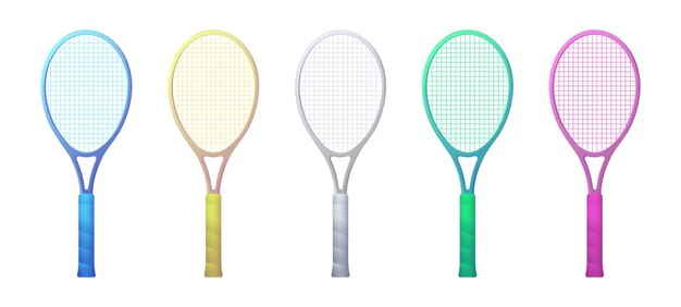 Vector kleurrijke geplaatste tennisrackets vectorillustratie sportuitrusting