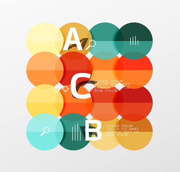Kleurrijke glanzende cirkel infographics Vector sjabloon achtergrond voor workflow layout diagram aantal opties of webdesign