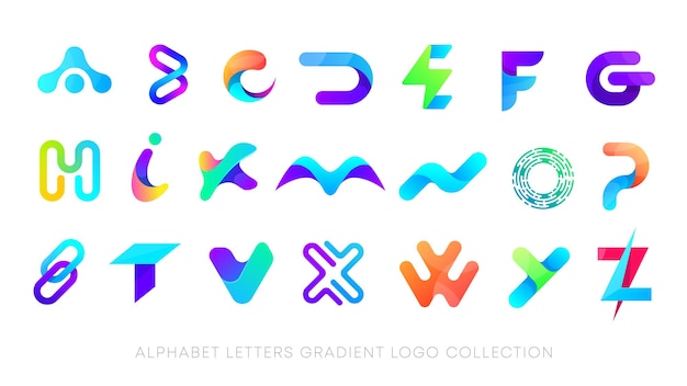 Vector kleurrijke gradiënt alfabet letters collectie logo set