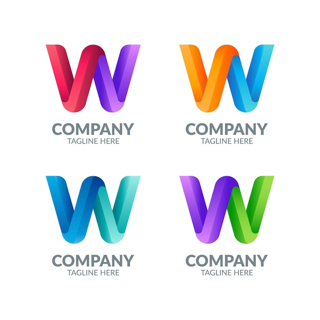 Kleurrijke Gradient W Logo Template Collection