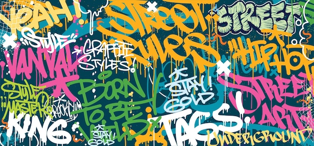 Kleurrijke Graffiti Wall Art Achtergrond Street Art Hip-Hop Urban Vector Illustratie Achtergrond.