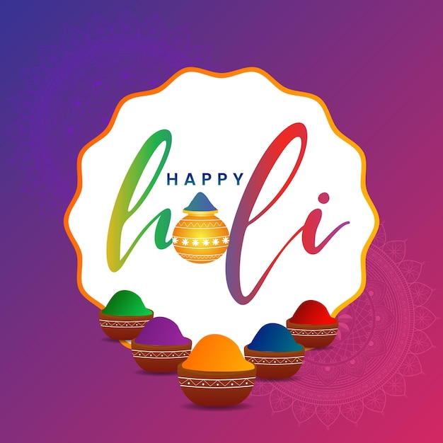 Kleurrijke Gulal Happy Holi Flat Design Wensen Afbeelding