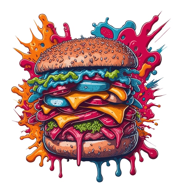 Kleurrijke Hamburger vector illustratie geïsoleerd op witte achtergrond