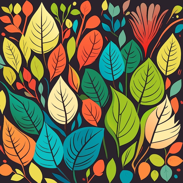 Vector kleurrijke hand getrokken bladeren achtergrond
