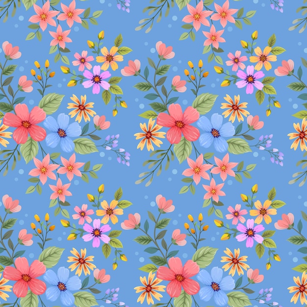 Vector kleurrijke hand tekenen bloemen naadloos patroon kan worden gebruikt voor stoffen textielbehang