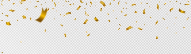 Kleurrijke heldere gouden confetti geïsoleerd op transparante achtergrond Feestelijke vectorillustratie