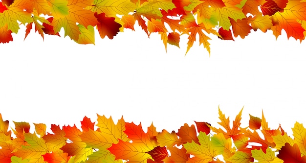 Kleurrijke herfst grens gemaakt van bladeren.