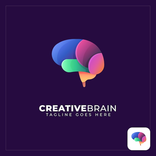 Kleurrijke hersenen abstracte logo