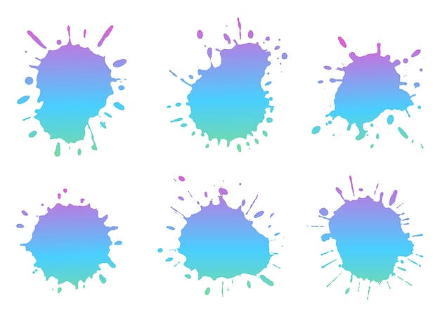 Vector kleurrijke holografische verf spatten set.