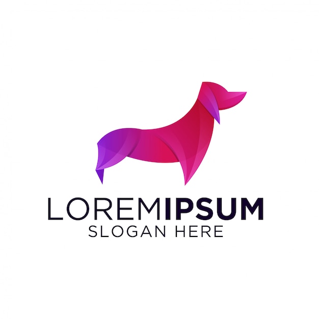 Kleurrijke hond gradiënt logo sjabloon