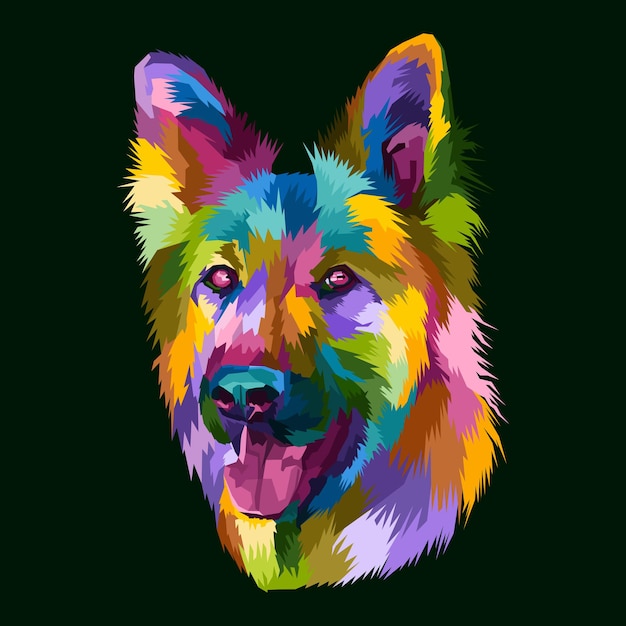 Kleurrijke hond pop-art portret geïsoleerd decoratie posterontwerp