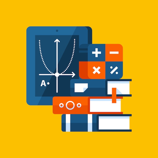 Vector kleurrijke illustratie over algebra in moderne vlakke stijl