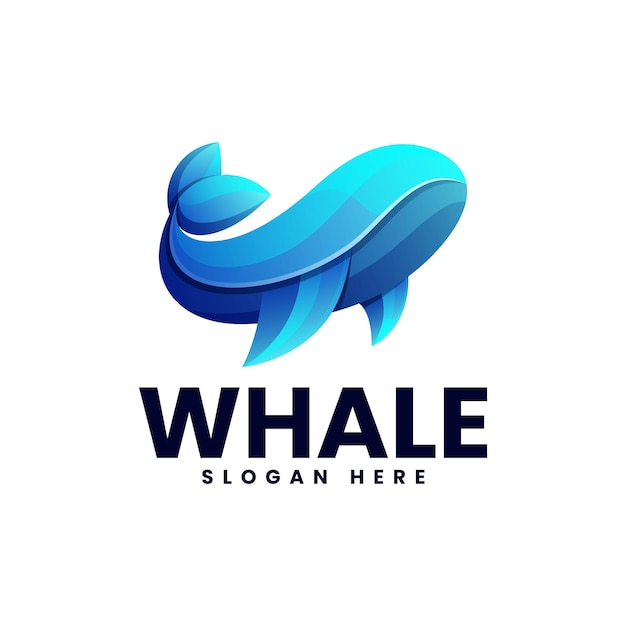 Vector kleurrijke illustratie van een walvis en een eenvoudig logo