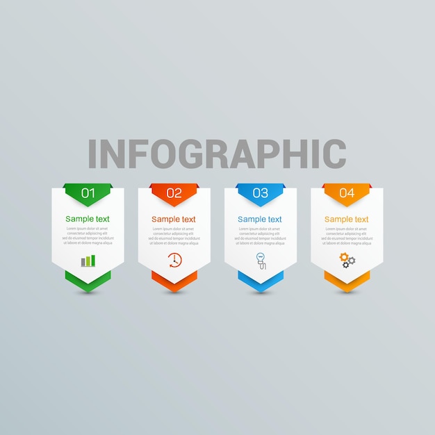 Kleurrijke infografische stappenontwerp Free Vector
