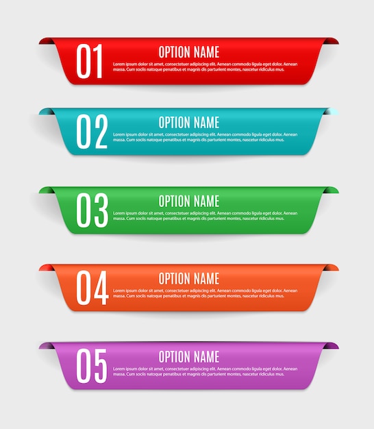 Kleurrijke infographic sjablonen met vijf stappen