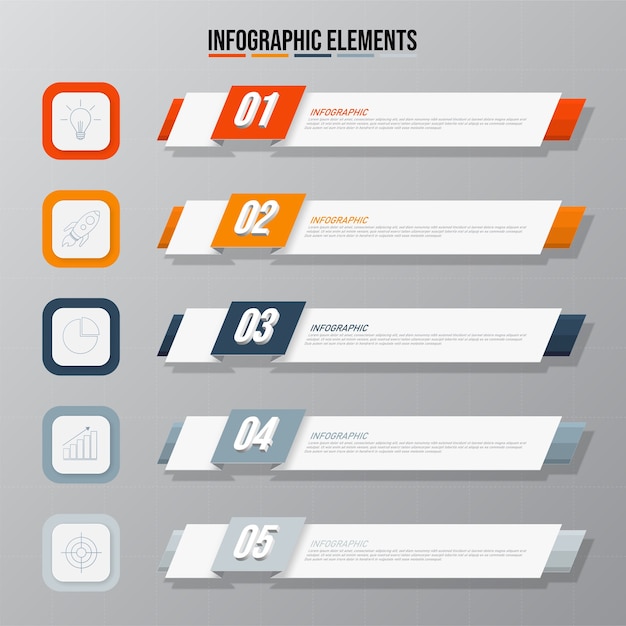 Kleurrijke infographics elementen sjabloon, businessconcept met 5 opties.