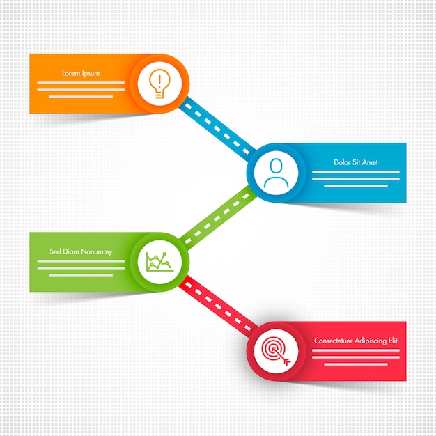 Kleurrijke infographics layout met 4 stappen.