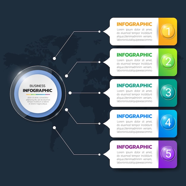 Kleurrijke infographics-sjabloon 5 opties.