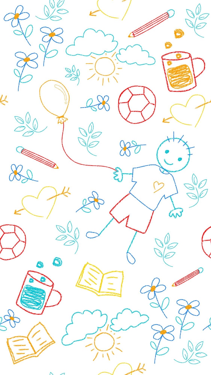 Vector kleurrijke jongen tekening patroon achtergrond naadloze jongen met activiteit behang platte vectorillustratie
