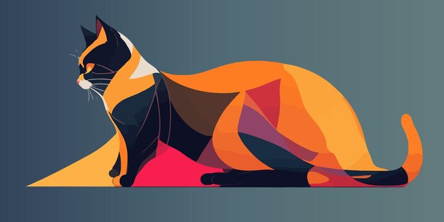 Kleurrijke kat esthetische achtergrond abstracte illustratie