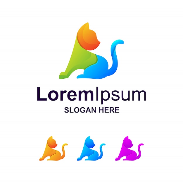 Vector kleurrijke kat logo sjabloon